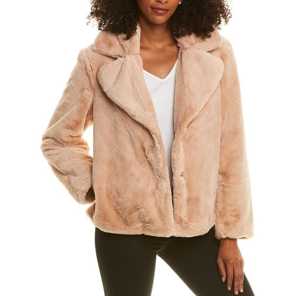 Nine West Soft Teddy Coat Reversible Nude Size Medium New Casual Cozy Holiday